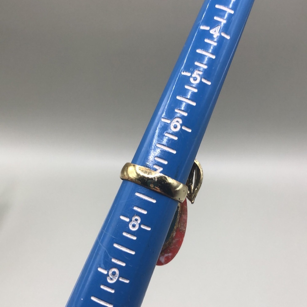 Vintage antiqued gold tone gemstone like big statement size costume ring sz 7 - Picture 8 of 8